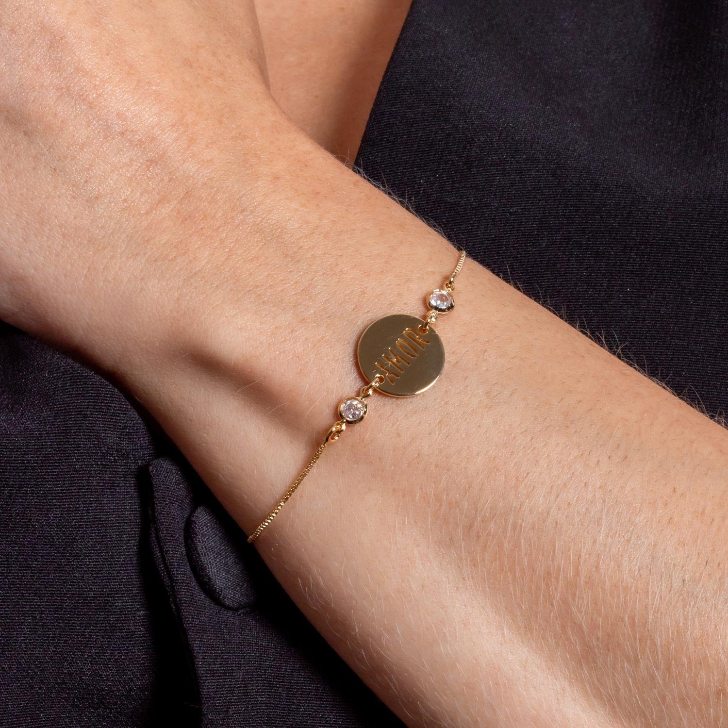 Pll-151-Fo Pulseira Com Medalha Amor Cristal.