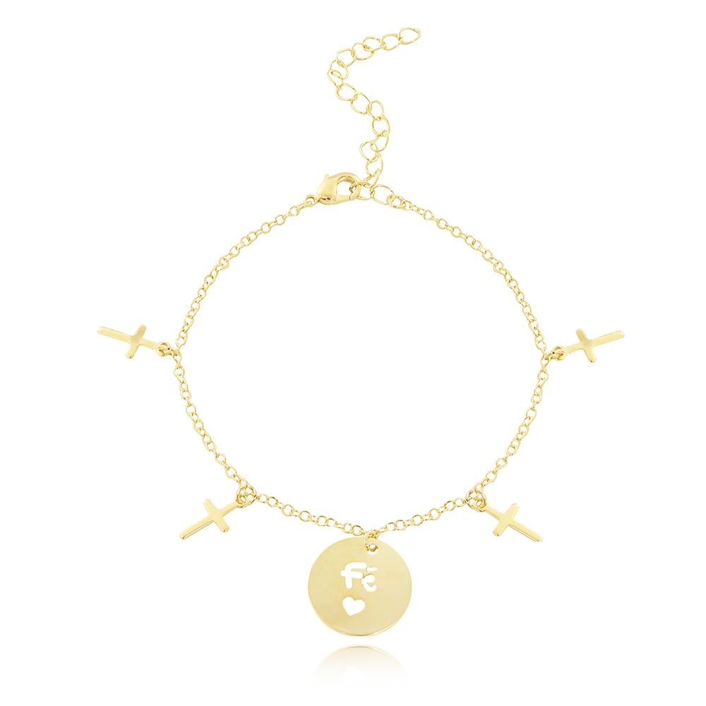 Pll-16-Fo Pulseira Fé Com Pingentes De Cruz