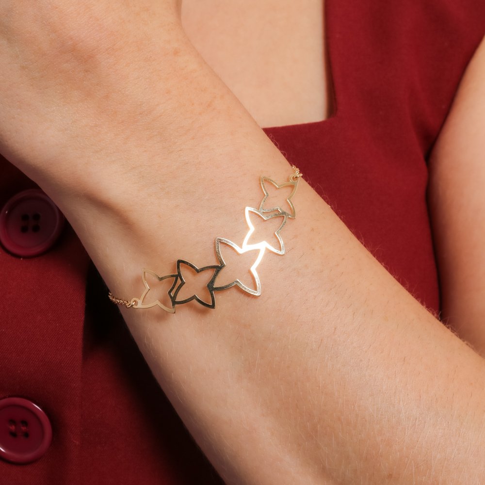 Pll-174-Fo Pulseira De Trevos Vazados.