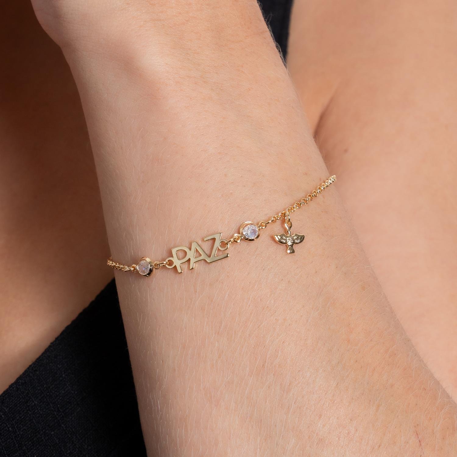 Pll-38-Fo Pulseira Paz Com Zircônias Cristais.
