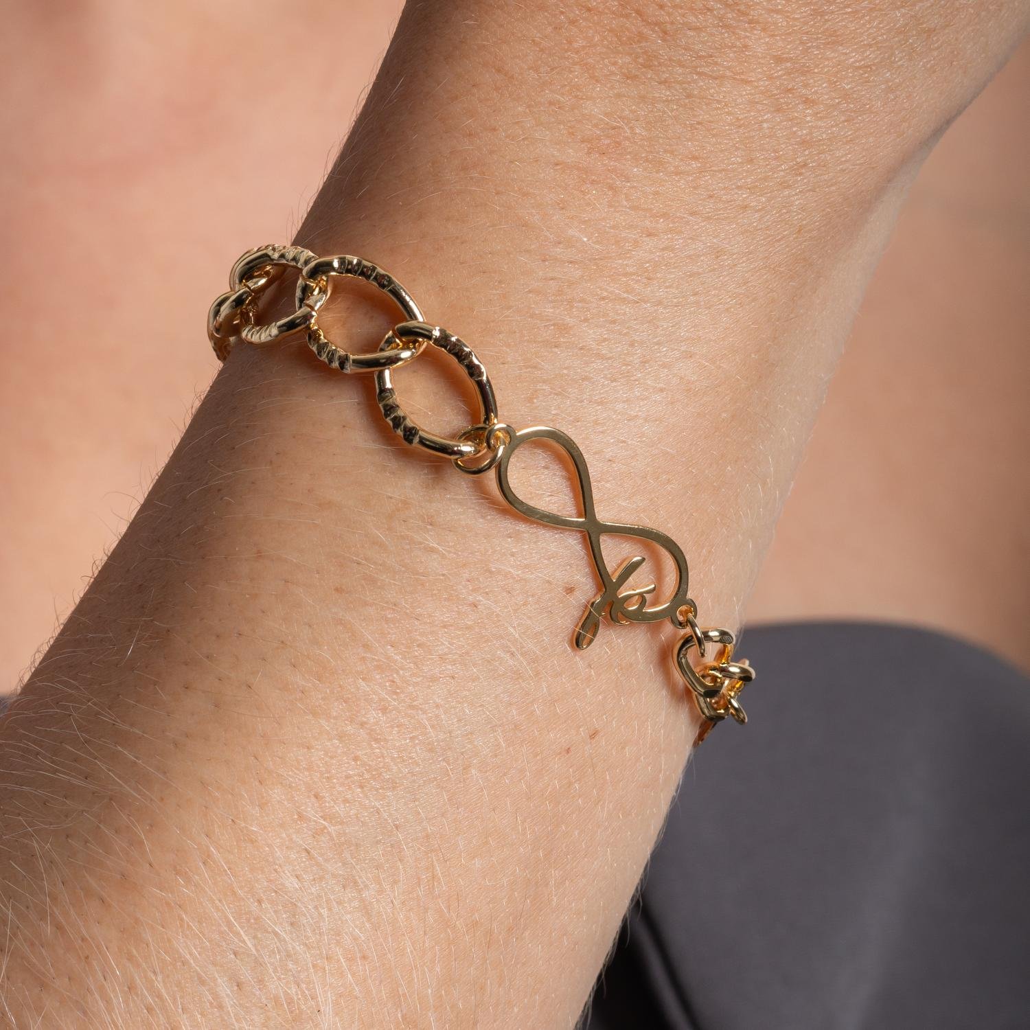 Pll-397-Fo Pulseira Elos Com Plaquinhas Achatadas E Infinito Fé.