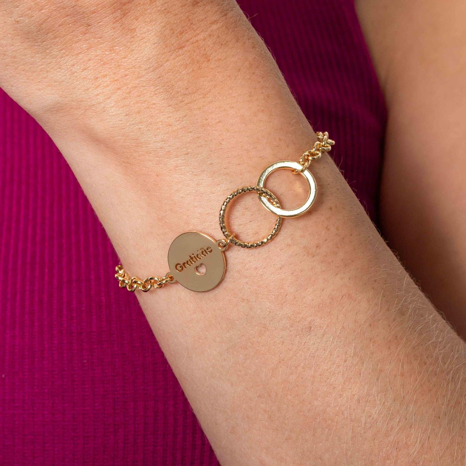 Pll-414-Fo Pulseira De Elos Com Plaquinha Gratidão.