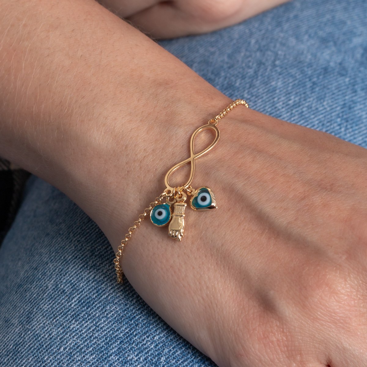 Pll-430-Fo Pulseira Proteção Olho Grego Azul Escuro.