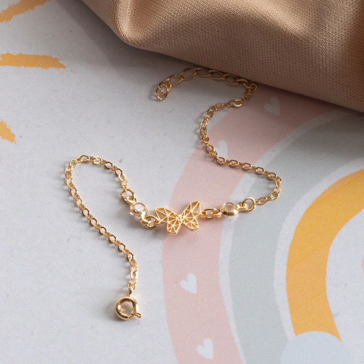 Pll-431-Fo Pulseira Infantil De Borboleta Com Zircônia Cristal.