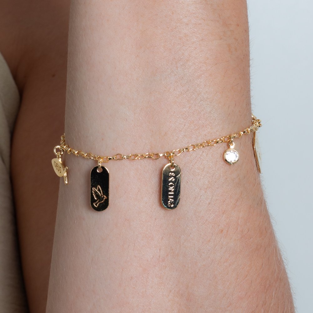 Pll-447-Fo Pulseira Com Pingentes Religiosos.