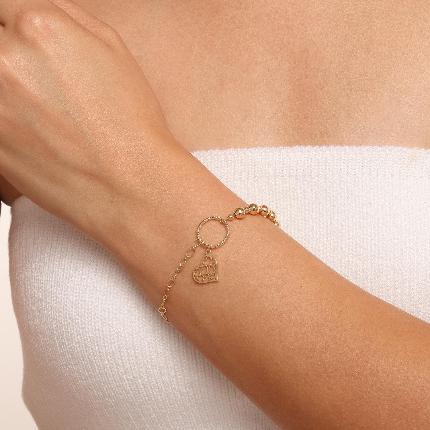 Pll-527-Fo Pulseira Detalhada com Pingente de Coração.