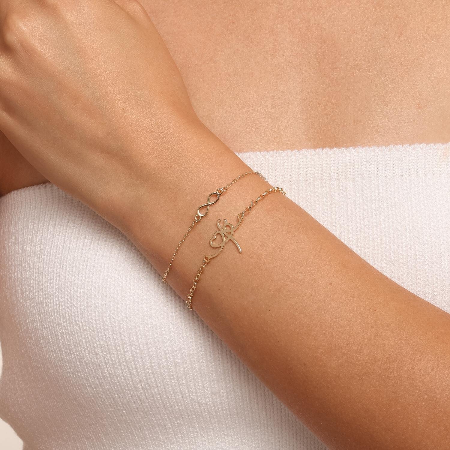 Pll-547-Fo Pulseira Dupla Simbolo Infinito e Escrita Fe com Coracao