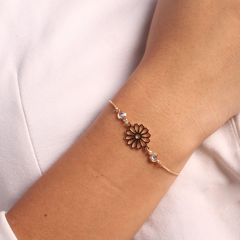 Pll-63-Fo Pulseira De Flor Com Pontos De Luz