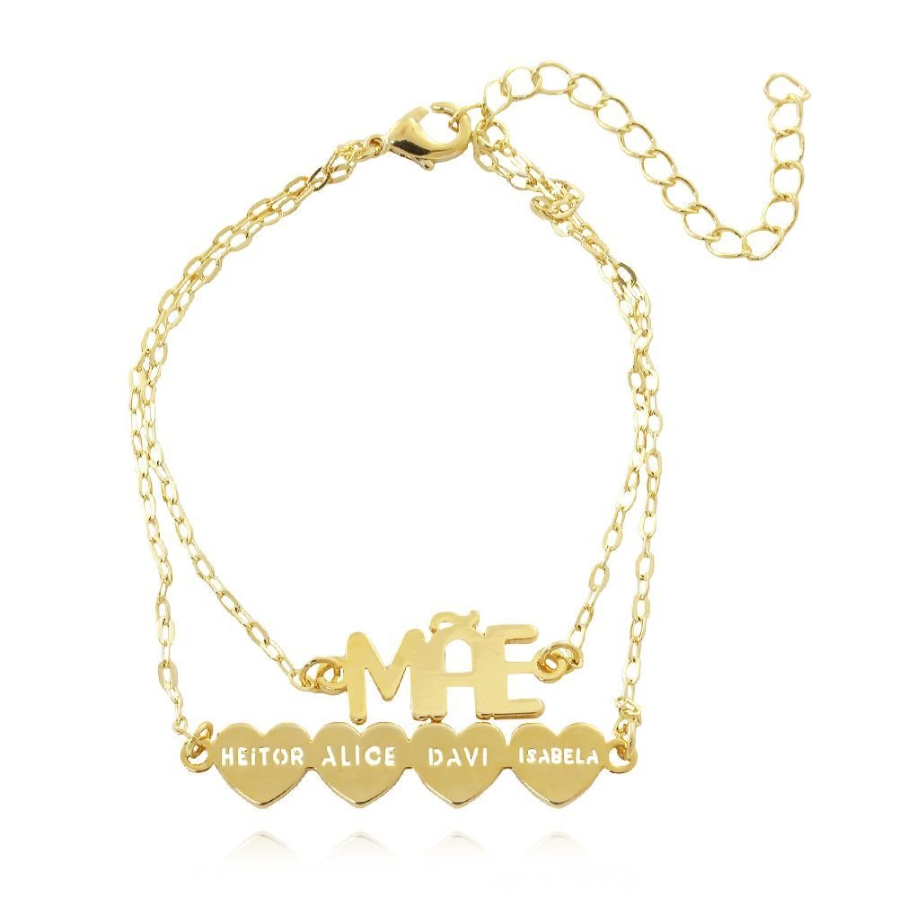 PRS-337-FO PULSEIRA MÃE E CORAÇÕES COM NOMES
