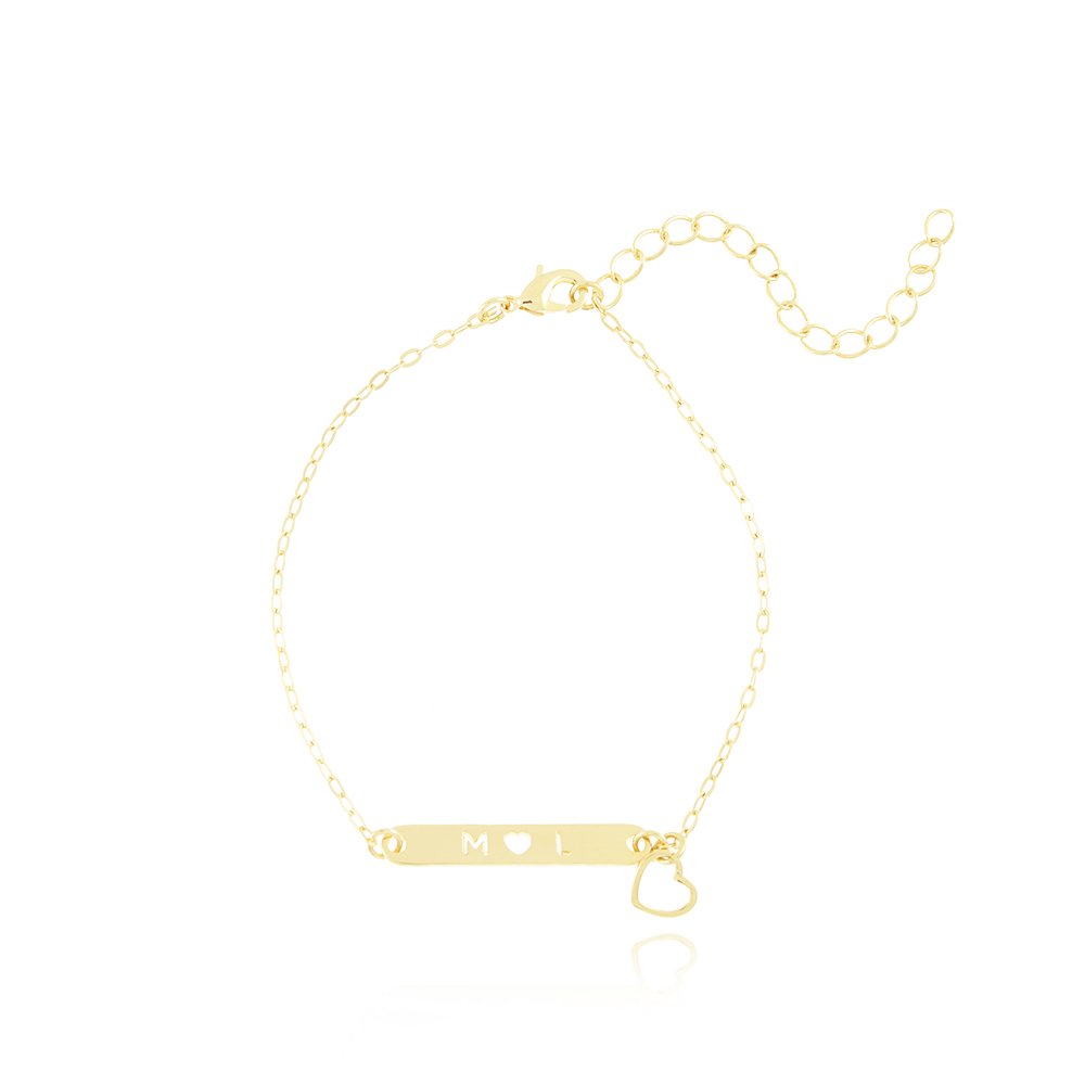 PRS-391-FO PULSEIRA COM DUAS INICIAIS E CORAÇÃO PENDURADO