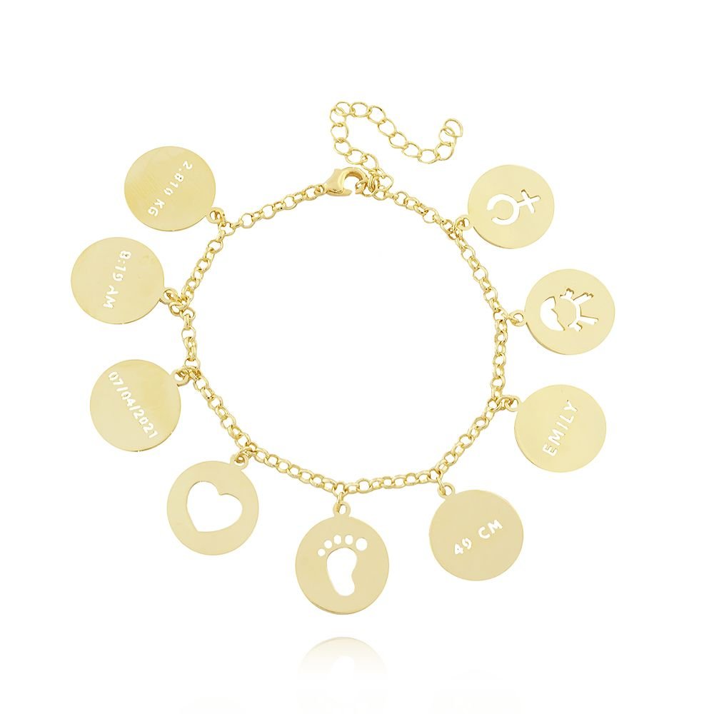 PRS-85-FO PULSEIRA DE MEDALHAS COM INFORMAÇÕES DE NASCIMENTO