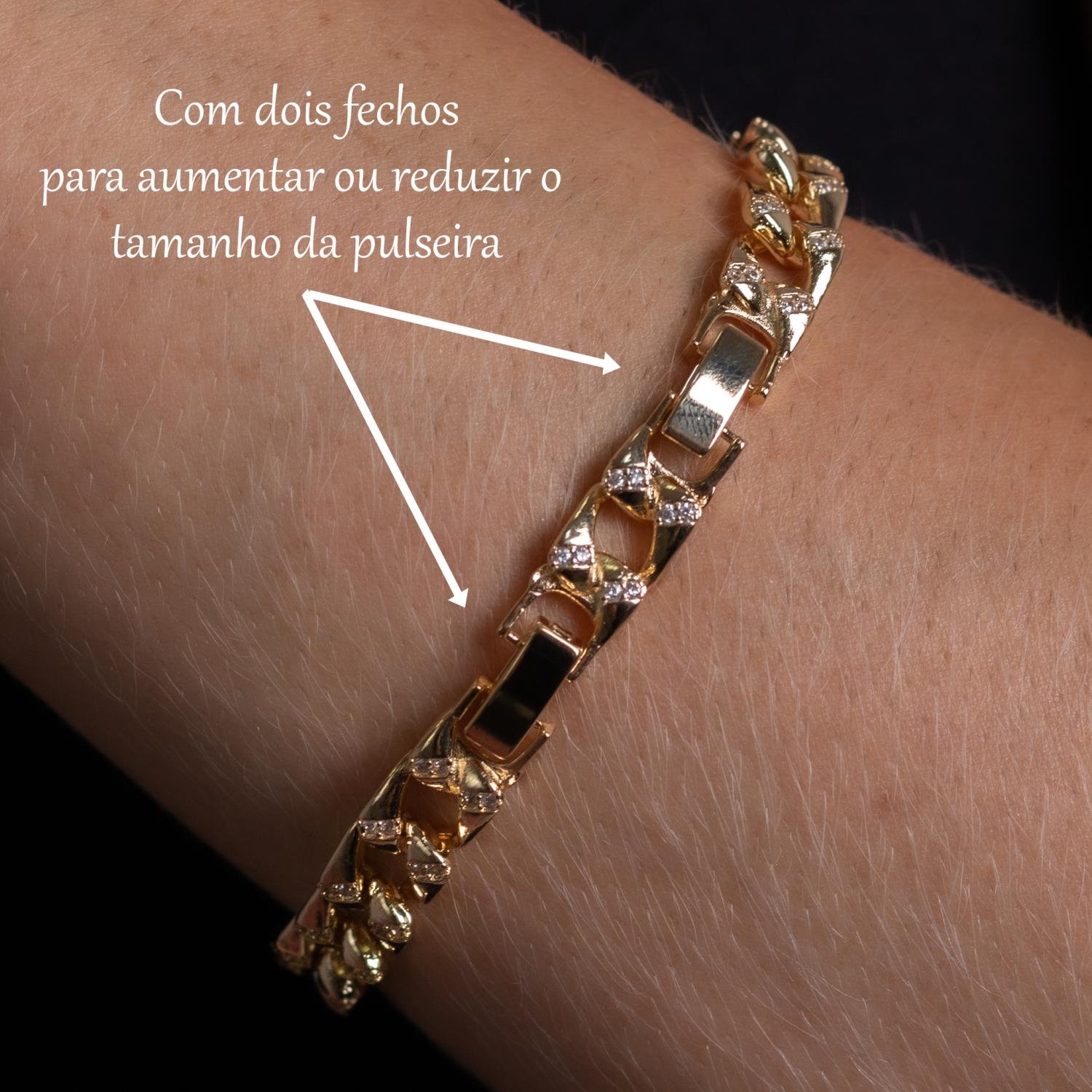 Psd-138-Fo Pulseira De Elos Com Zircônias Cristais.