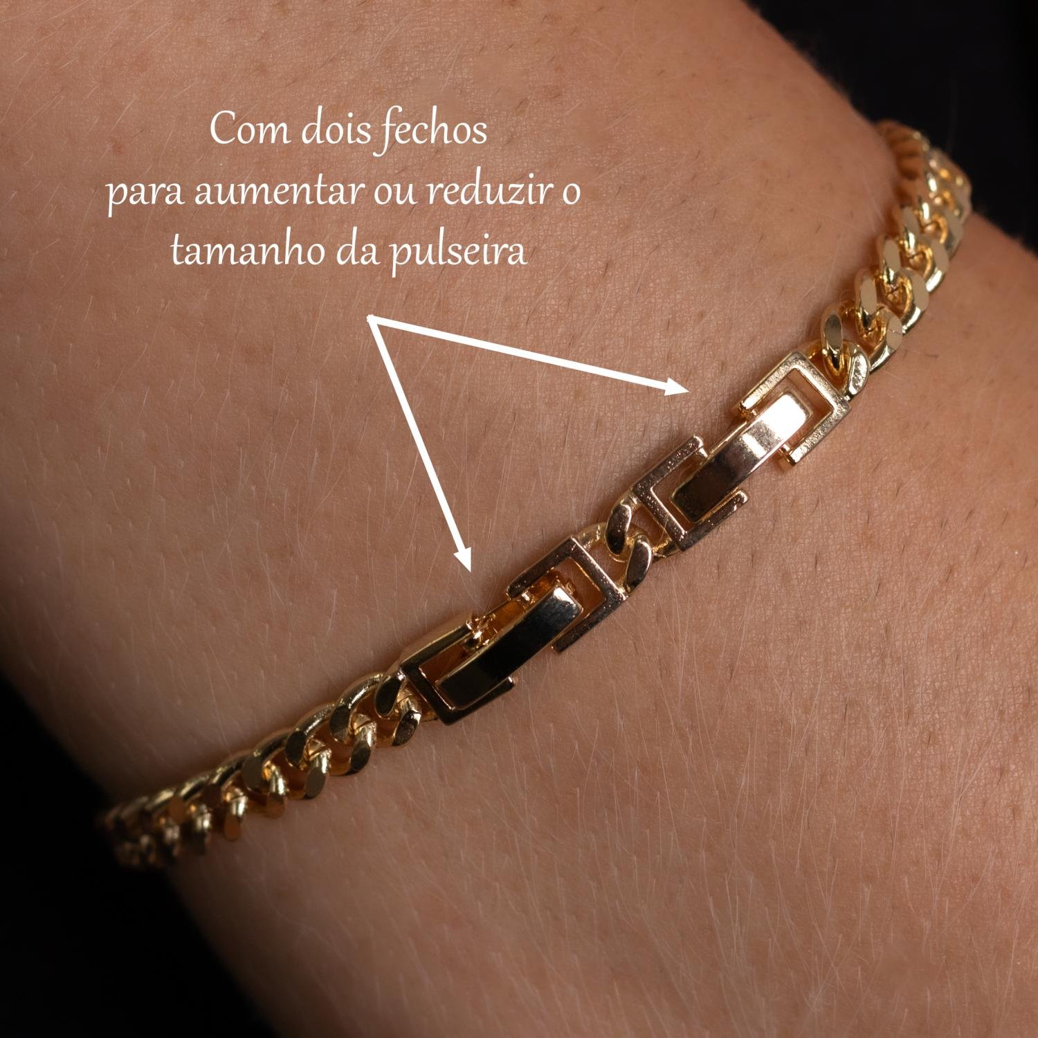 Psd-142-Fo Pulseira Elo Cravejada Cristal.