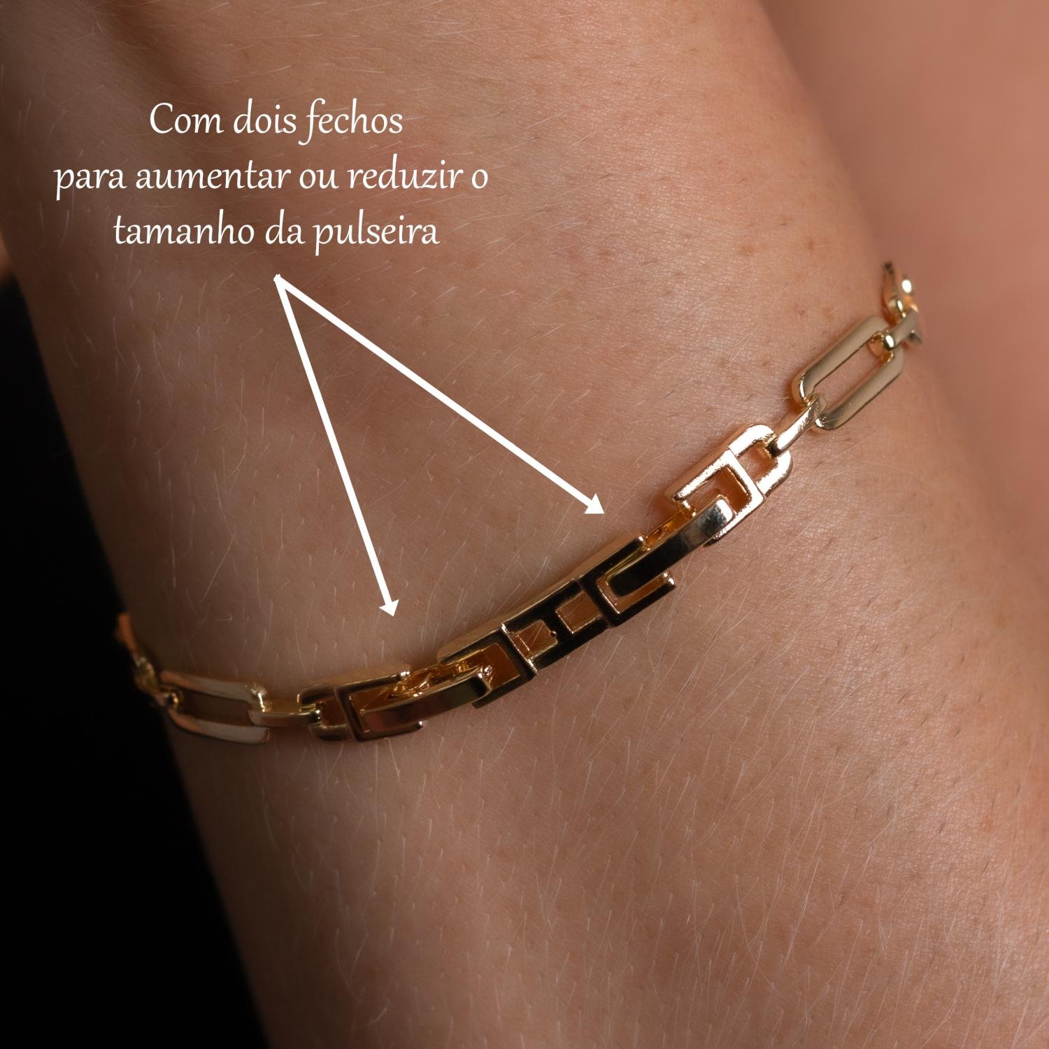 Psd-146-Fo Pulseira De Elos Quadrados Cristal.
