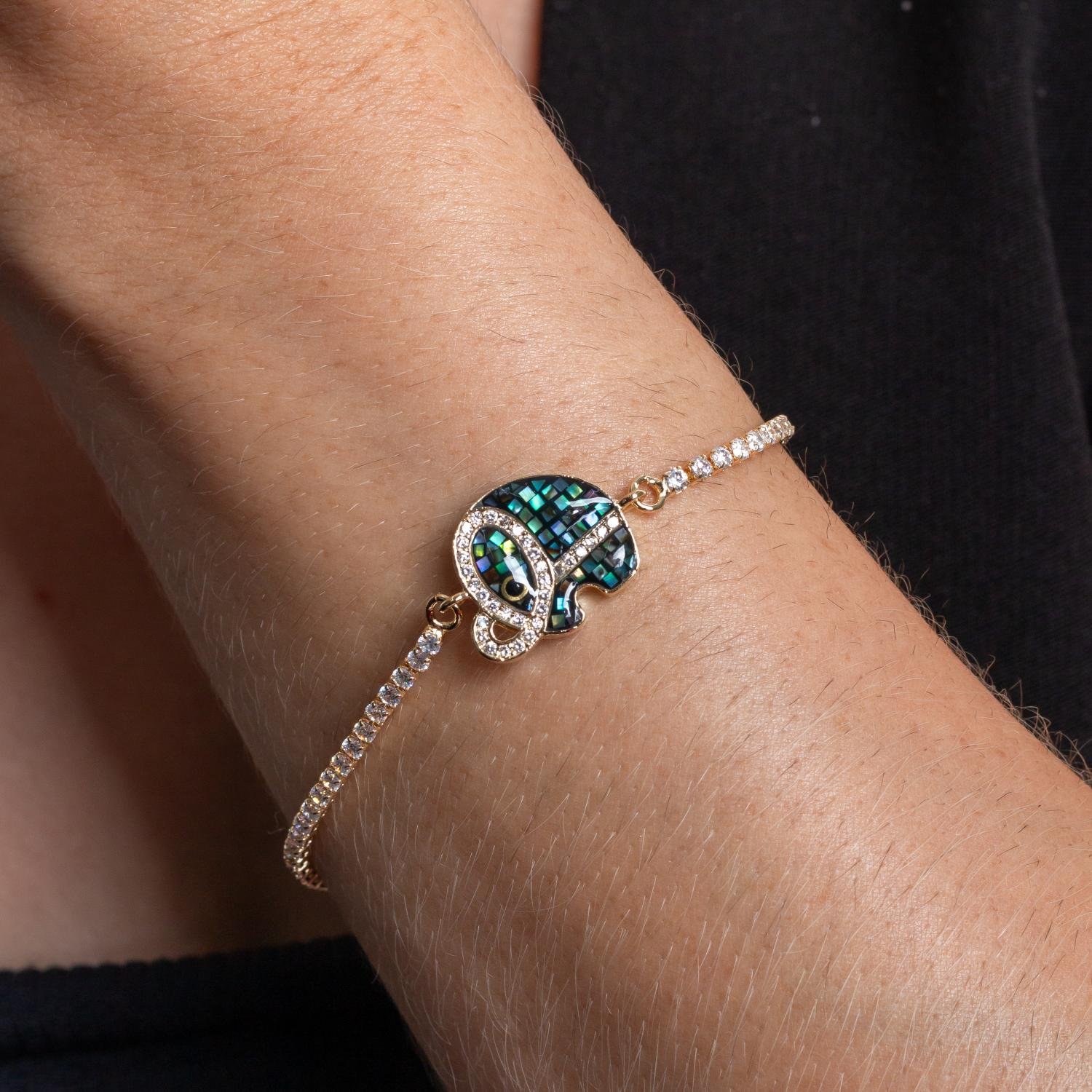 Psd-170-Fo Pulseira De Elefante Cravejada Cristal.