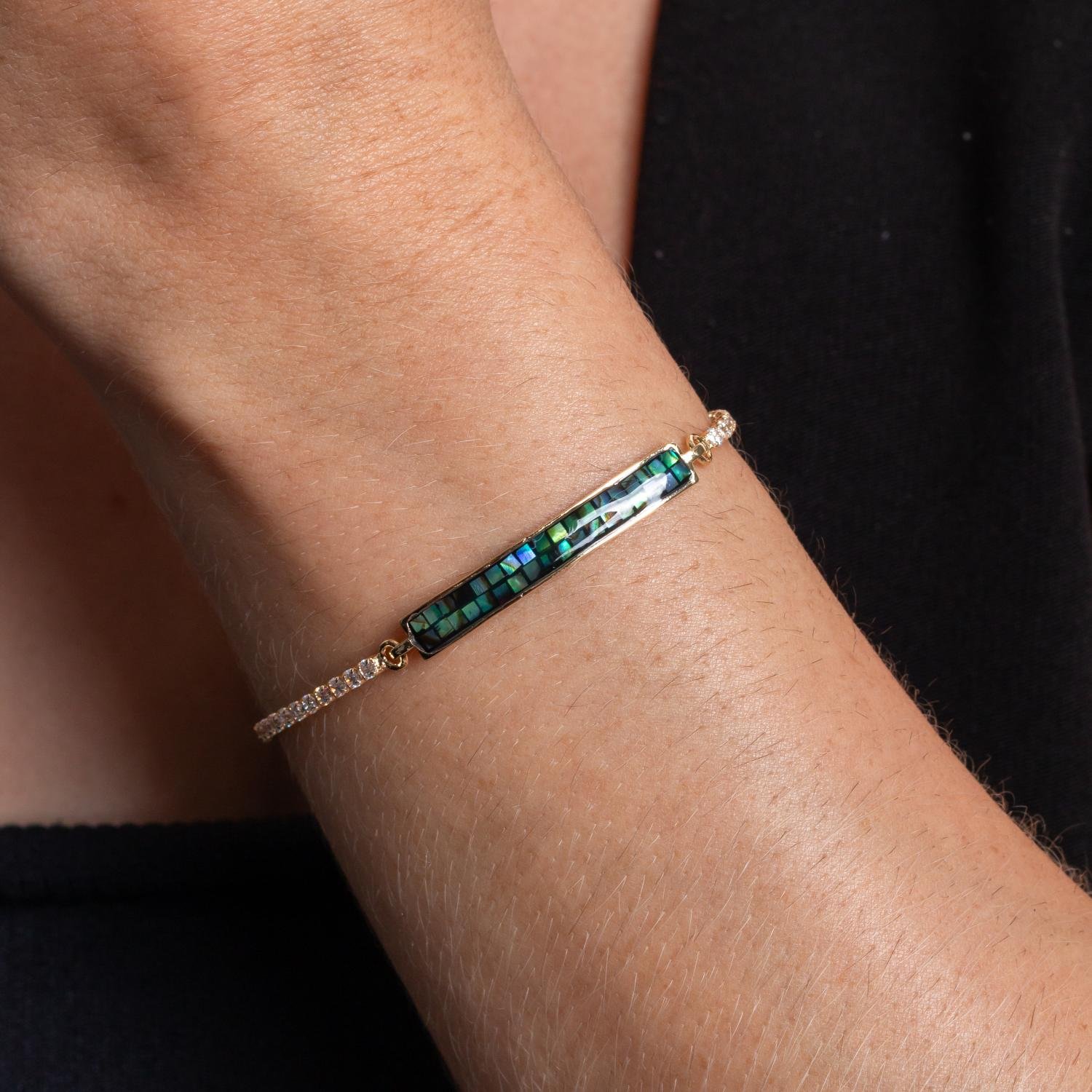 Psd-188-Fo Pulseira Cravejada Cristal + Verde.