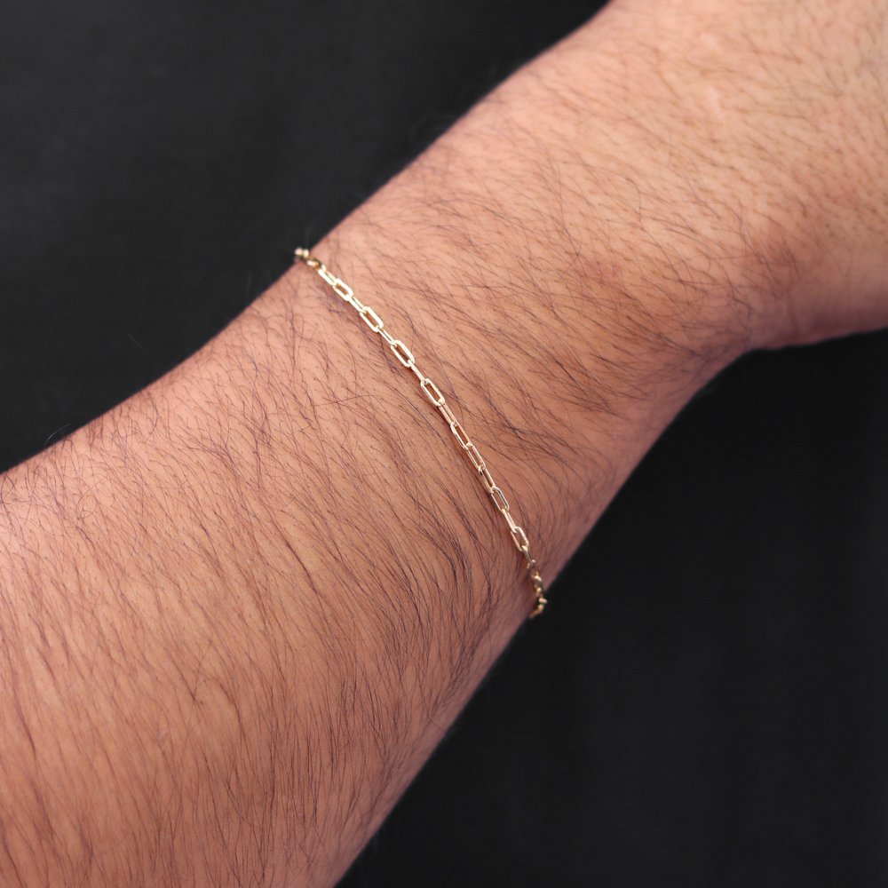 Psm-137-Fo Pulseira masculina elos retangulares finos 