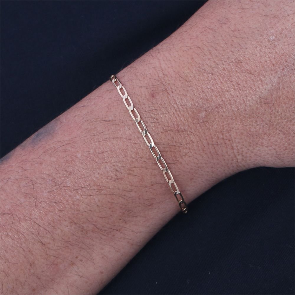 Psm-200-Fo Pulseira masculina elo cadeado alongado (21cm)