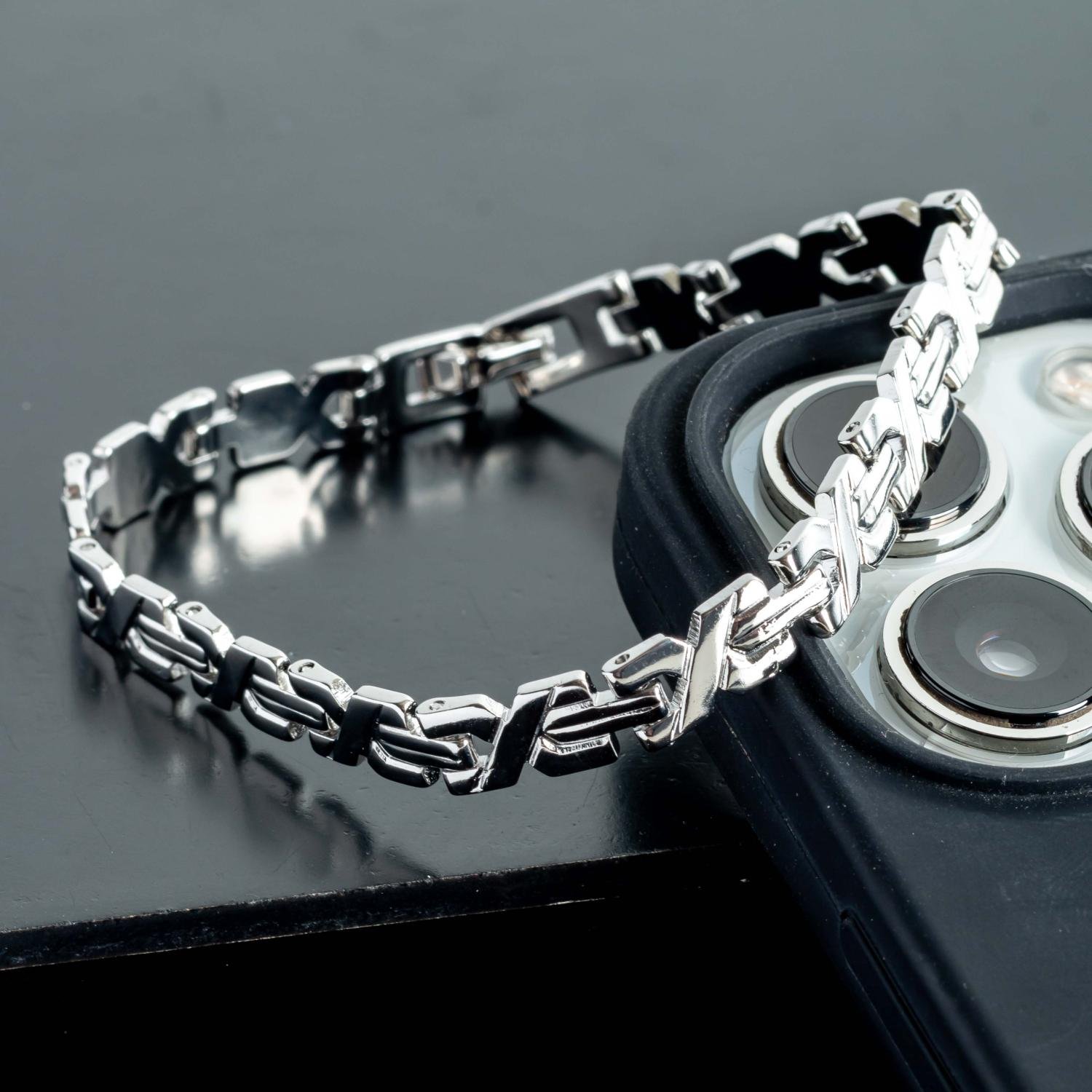 Psm-312-Aço Inox Pulseira Masculina Detalhada (Aço Inox).