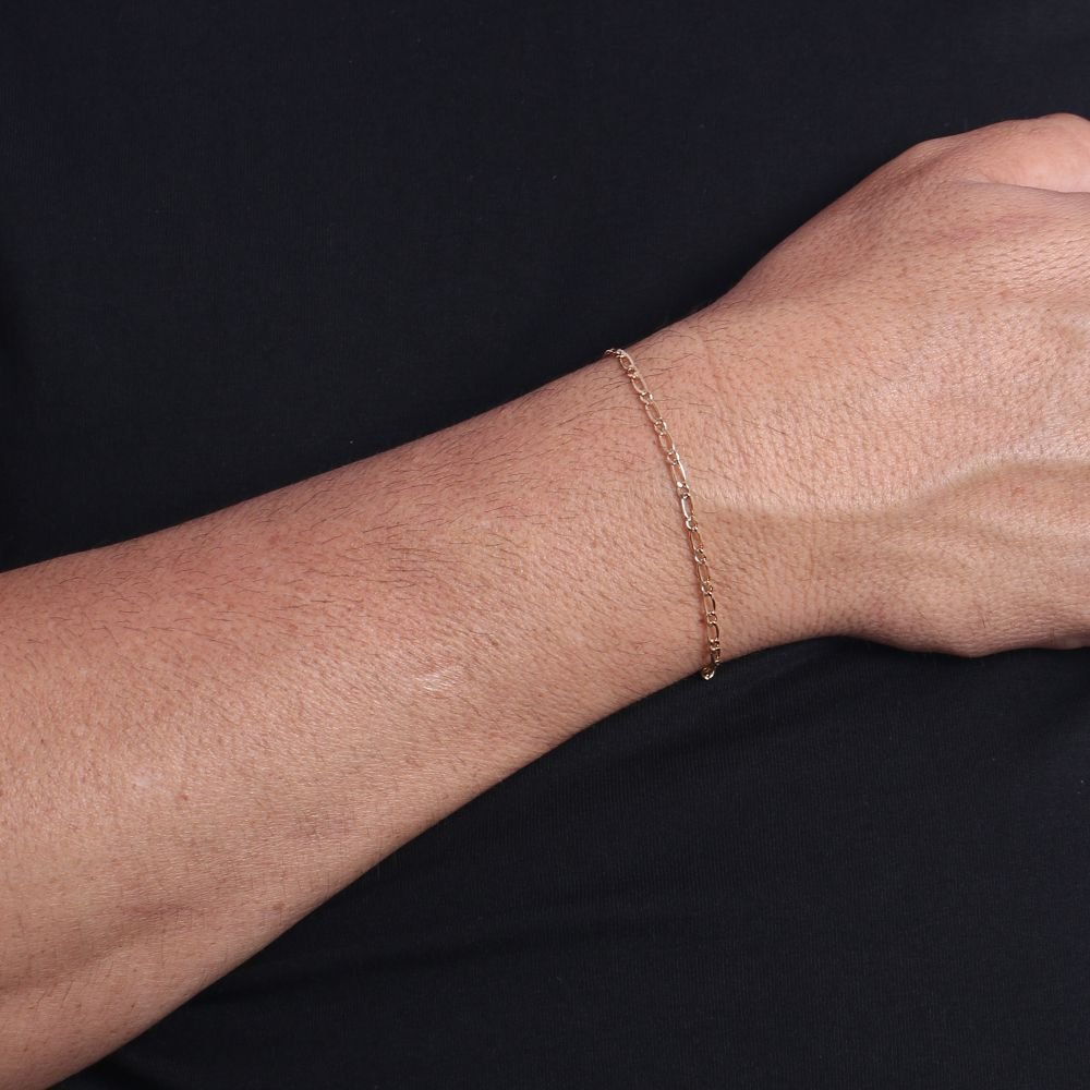 Psm-65-Fo Pulseira Masculina Corrente Elos Intercalados