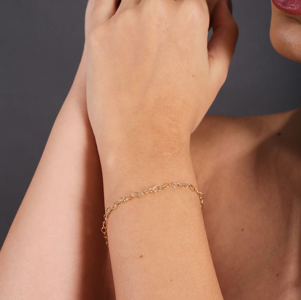 Pst-1048-Fo Pulseira De Elos De Corações.