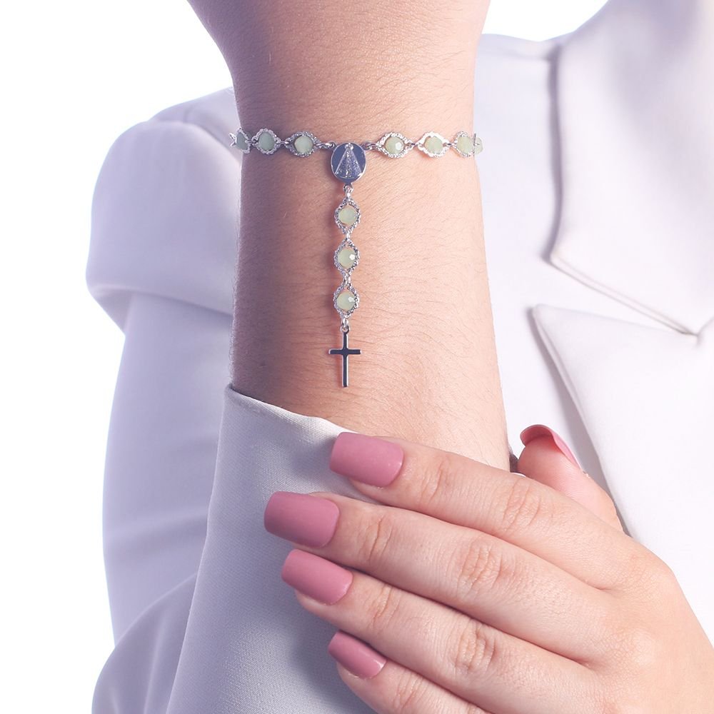 Pst-1151-Fo Pulseira Nossa Sra. Aparecida De Terço Azul