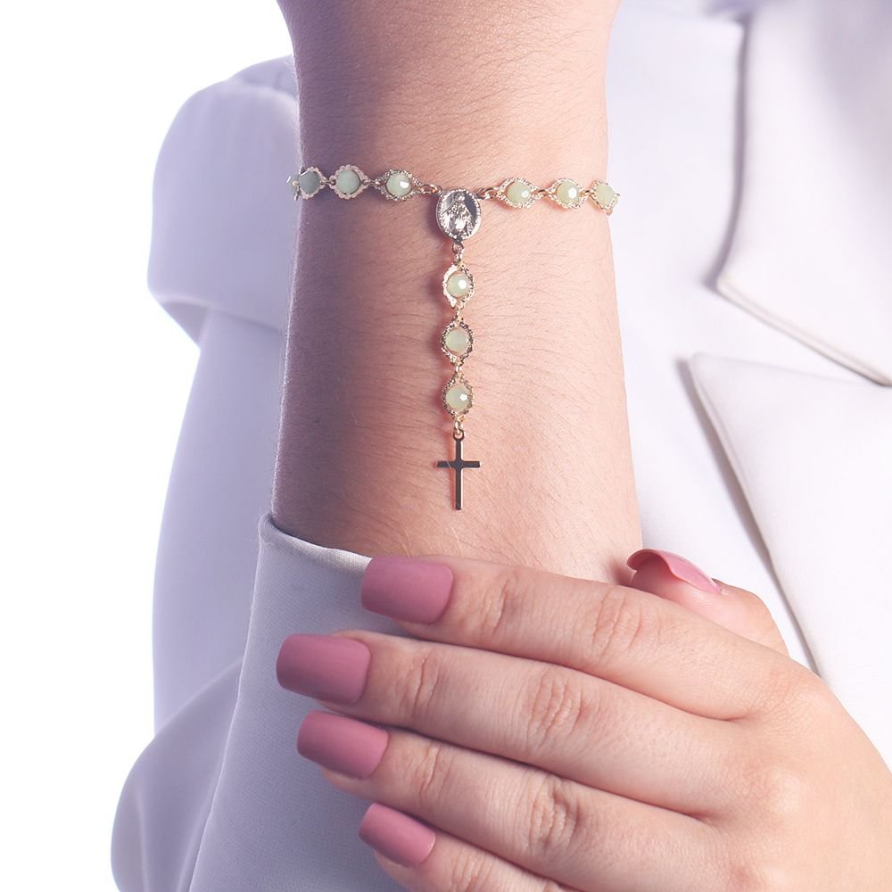 Pst-1152-Fo Pulseira Nossa Sra. Das Graças De Terço Azul