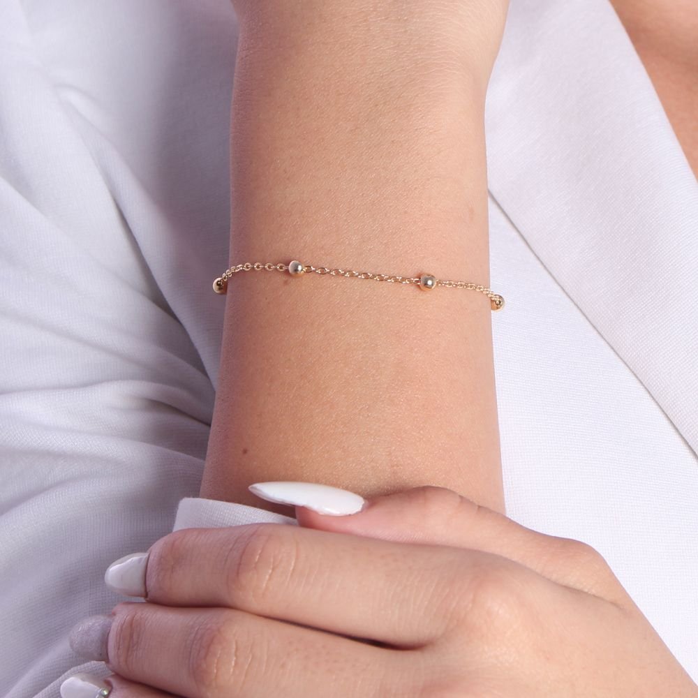 Pst-1382-Fo Pulseira Com Bolinhas Lisas