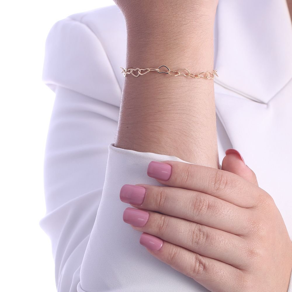 Pst-1413-Fo Pulseira De Elos De Corações