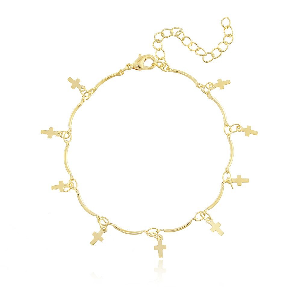 Pst-1417b-Fo Pulseira Com Pingentes De Cruz