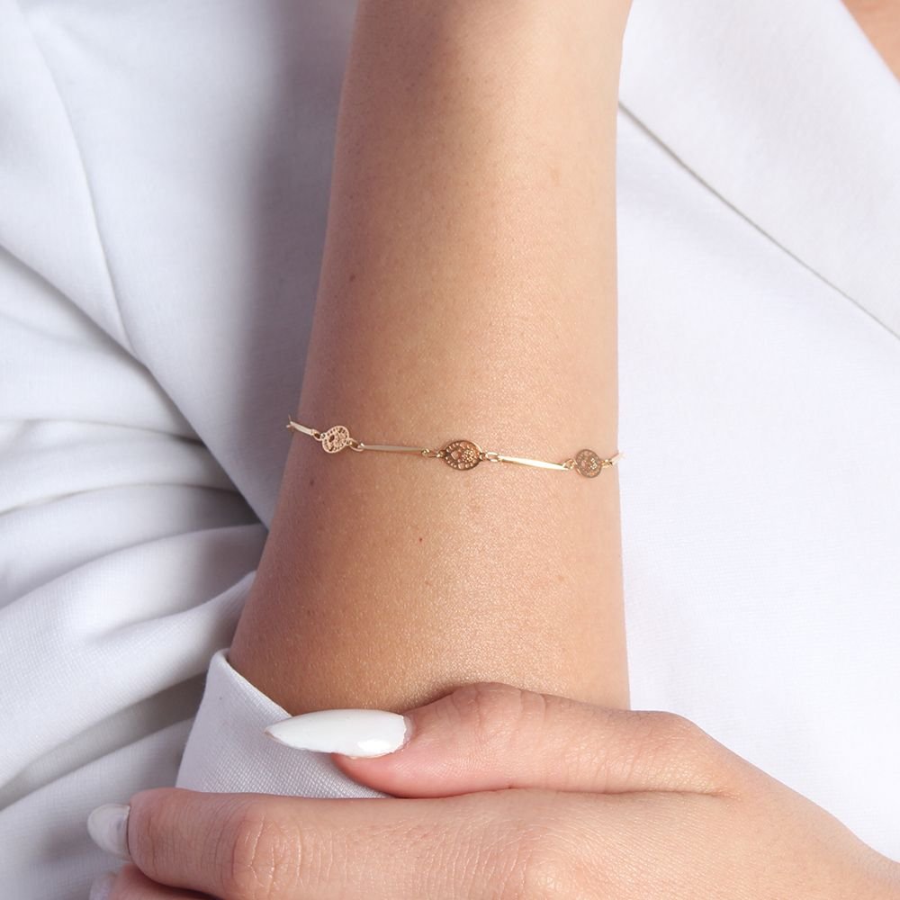 Pst-1425-Fo Pulseira De Medalhinhas Vazadas