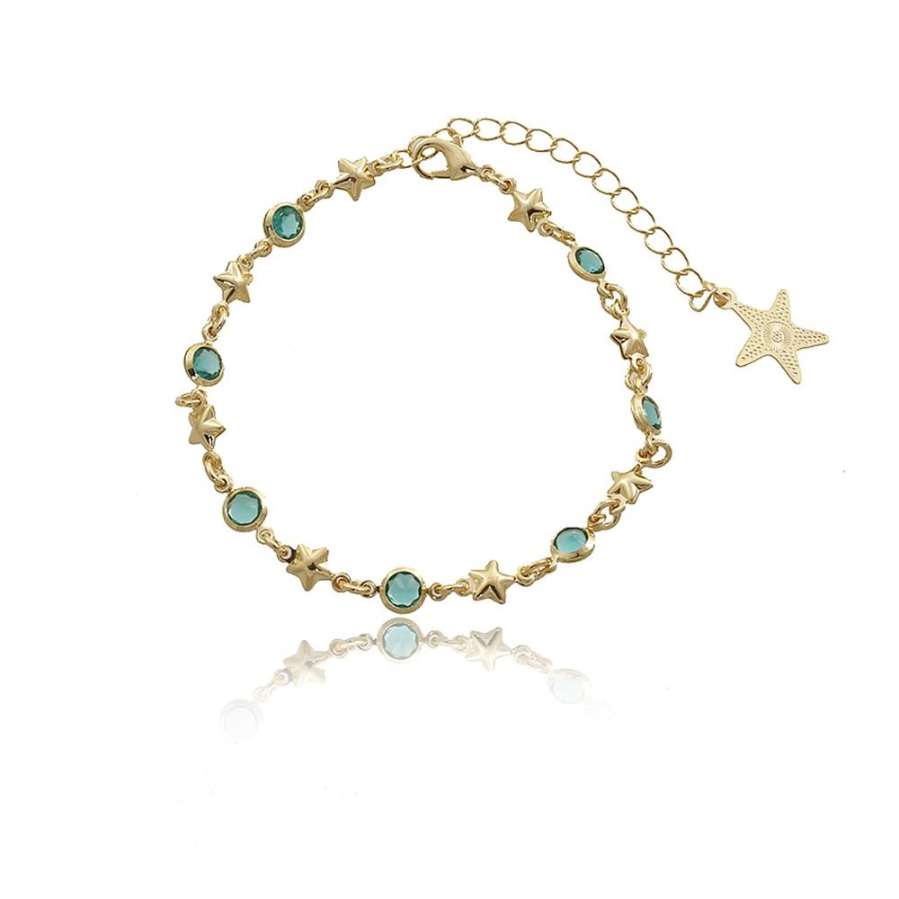 Pst-154-Fo Pulseira De Estrelinhas E Zircônias Azul