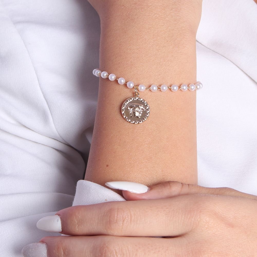 Pst-1607-Fo Pulseira De Pérolas E Medalha