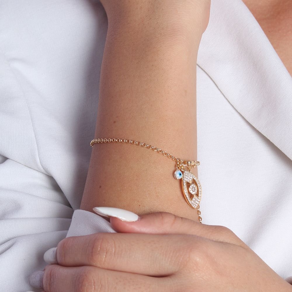 Pst-1614-Fo Pulseira Olho Grego E Zircônia 