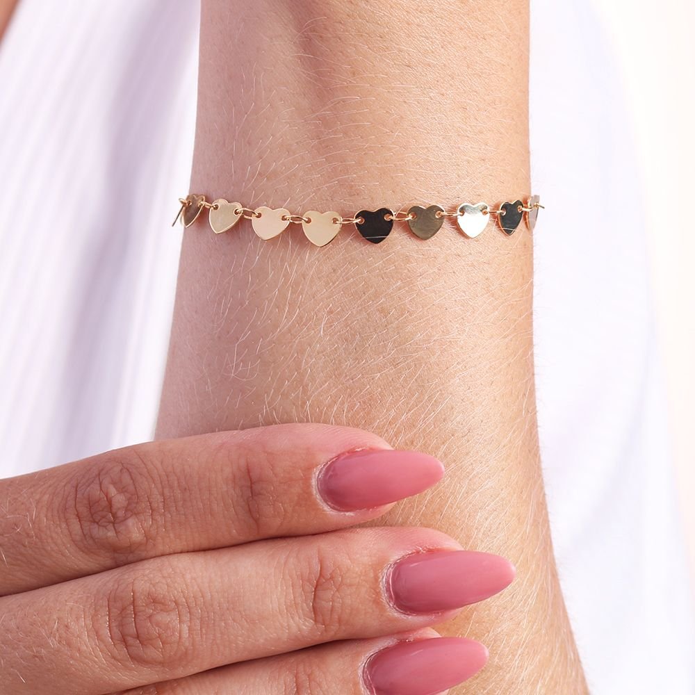 Pst-1739-Fo Pulseira De Corações Lisa