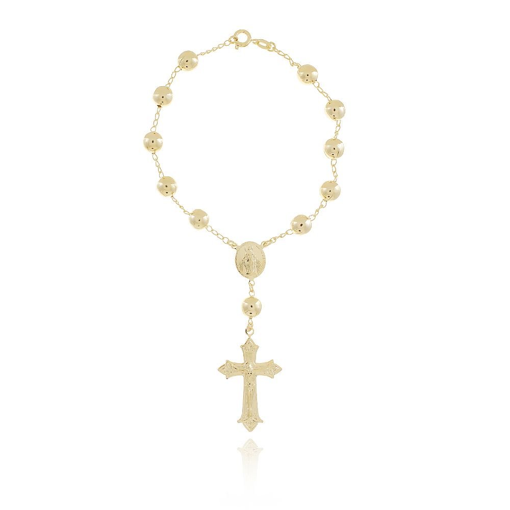 Pst-1913-Fo Pulseira Terço De Bolinhas Nossa Sra. Das Graças