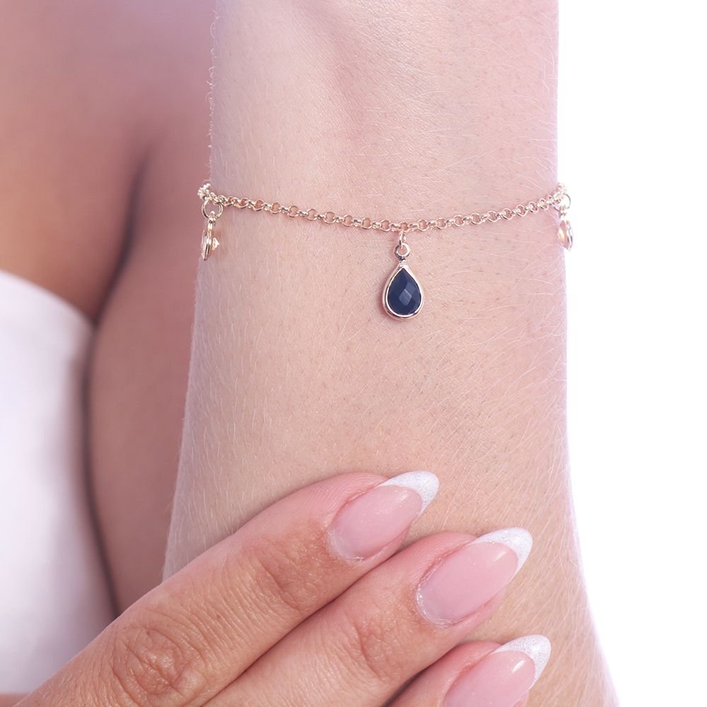 Pst-2019-Fo Pulseira De Gotas Pretas Com Pontos De Luz Cristal