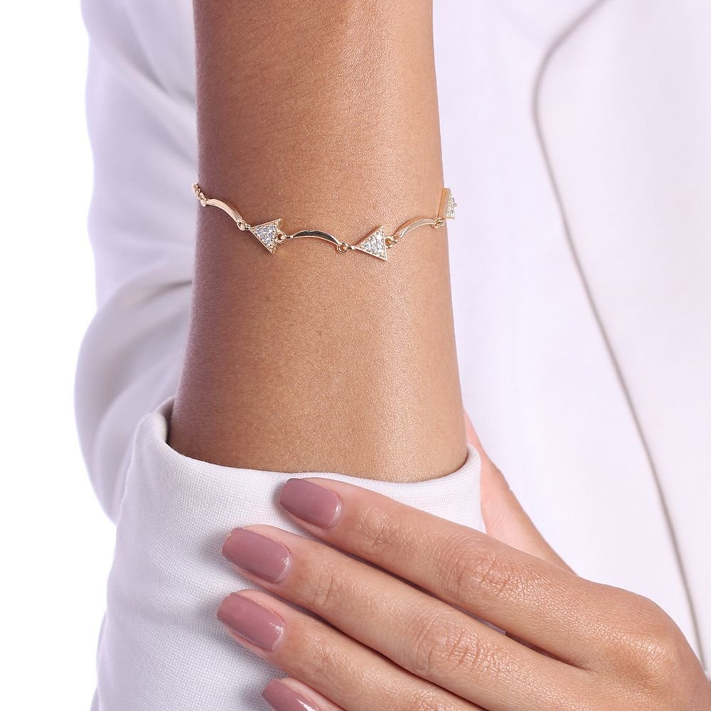 Pst-2405-Fo Pulseira Triângulos Cravejados Com Micro Zircônias