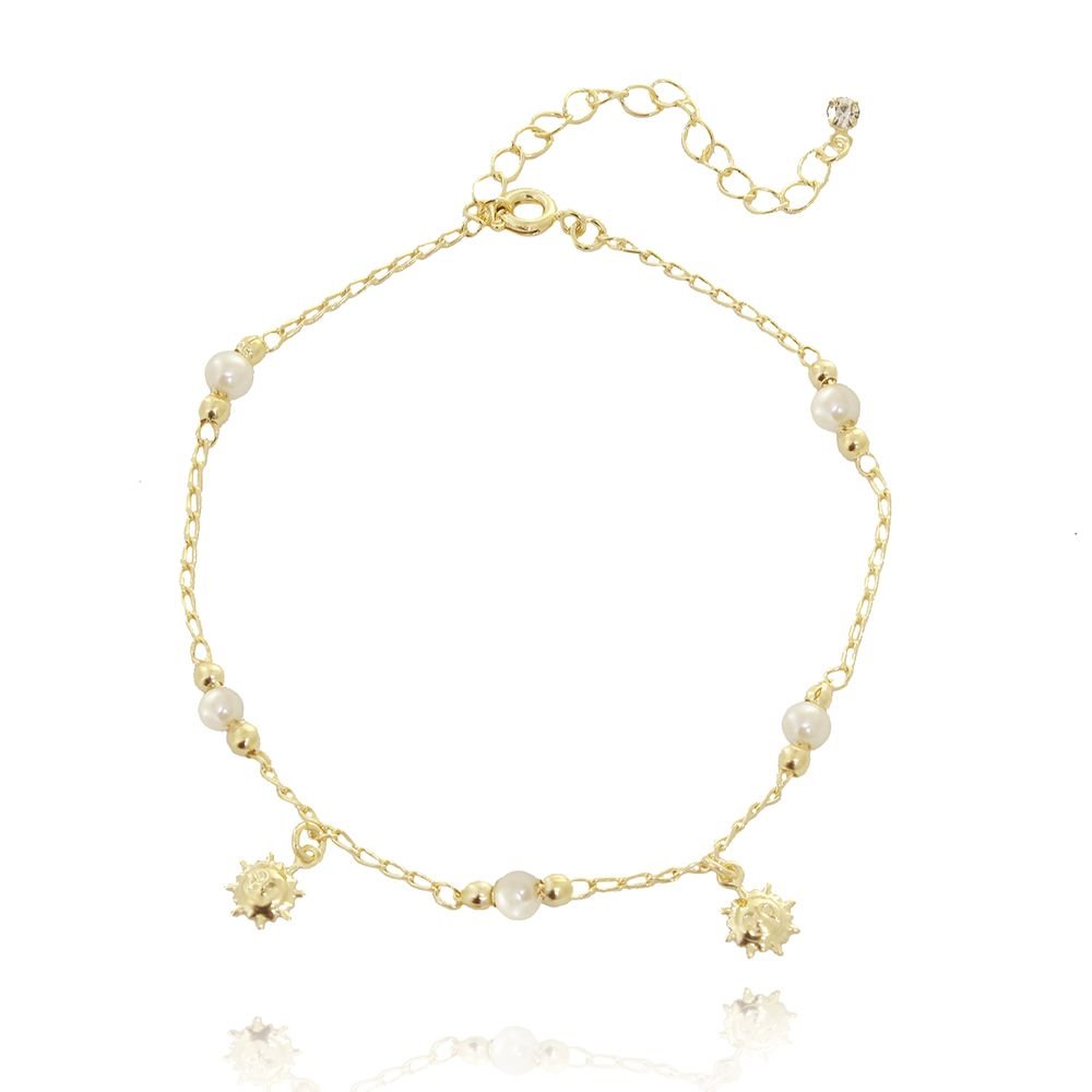 Pst-2493-Fo - Pulseira Mini Bolinha Micro Pérola Pingente De Solitário