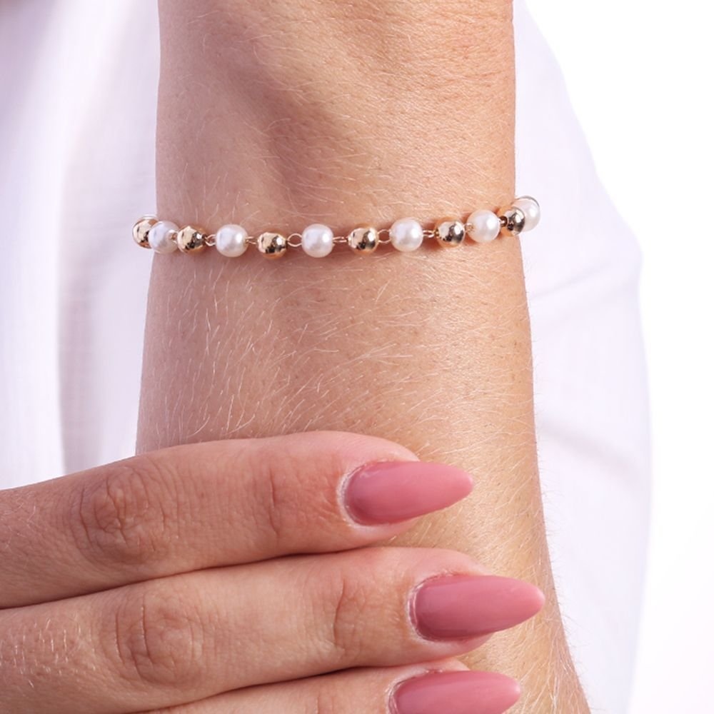 Pst-2503-Fo Pulseira De Pérolas E Bolinhas