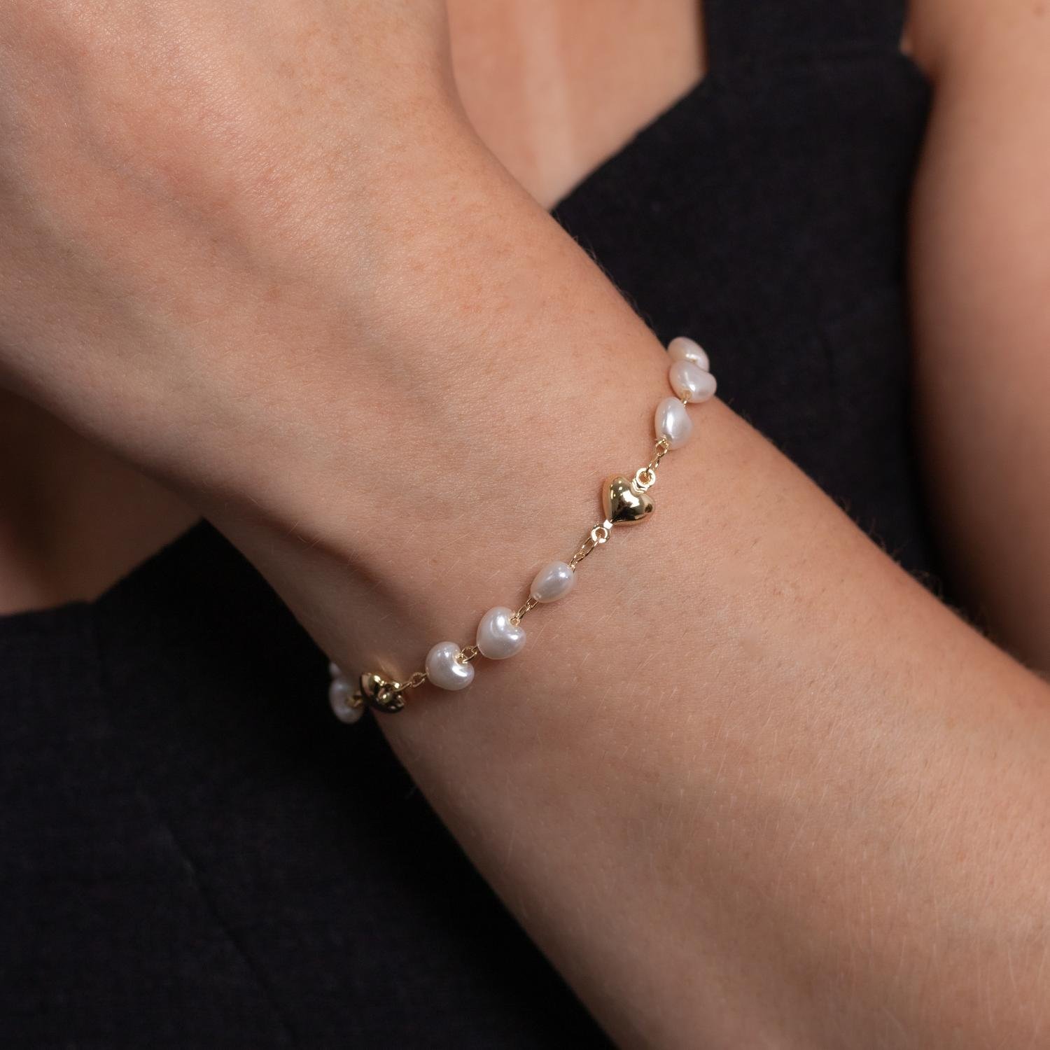 Pst-2505-Fo Pulseira De Pérolas De Coração