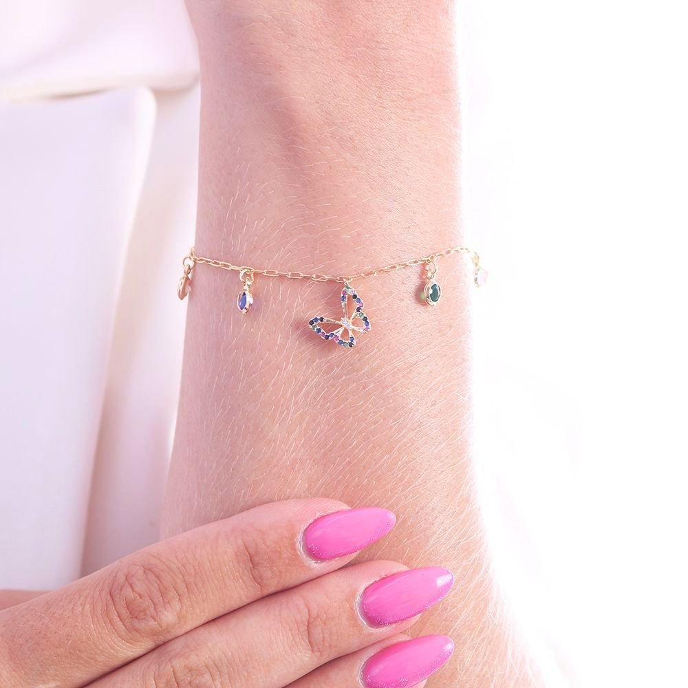 Pst-2526-Fo Pulseira De Borboleta Cravejajada E Com Zircônias Cristal