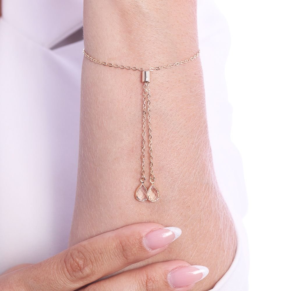 Pst-2565-Fo Pulseira Regulável De Gotas Cristal De Zircônias