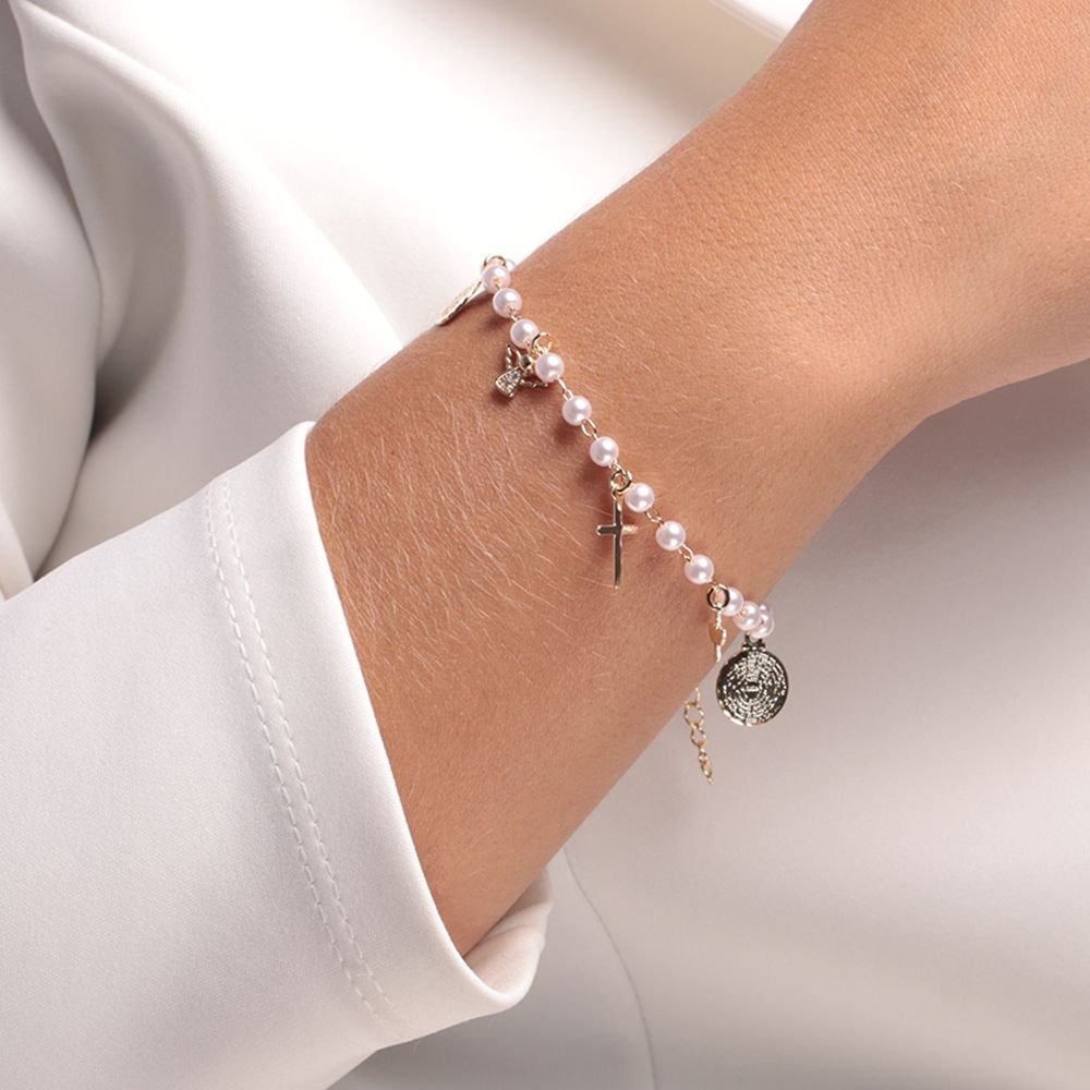 Pst-2566-Fo Pulseira De Pérolas Com Pingentes Religiosos