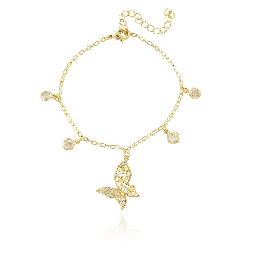 Pst-2569-Fo Pulseira De Borboleta Cravejada Cristal
