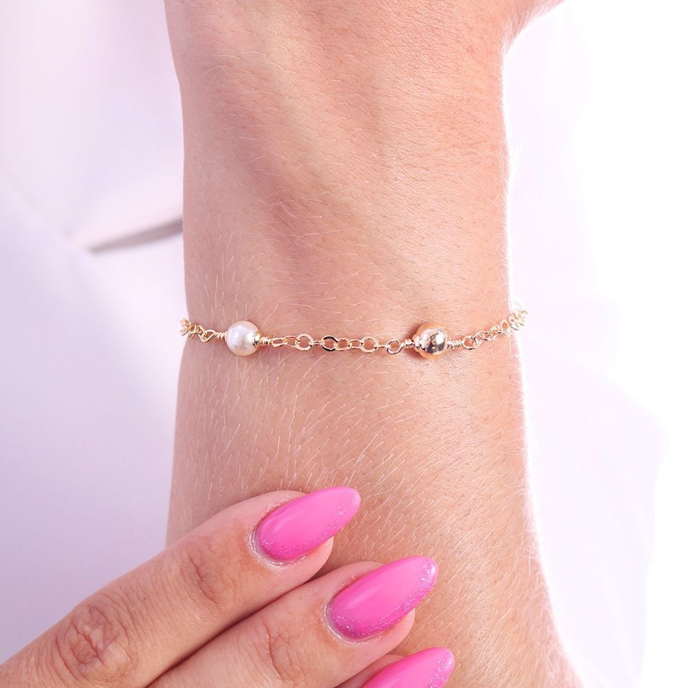 Pst-2597-Fo Pulseira De Pérolas E Esferas