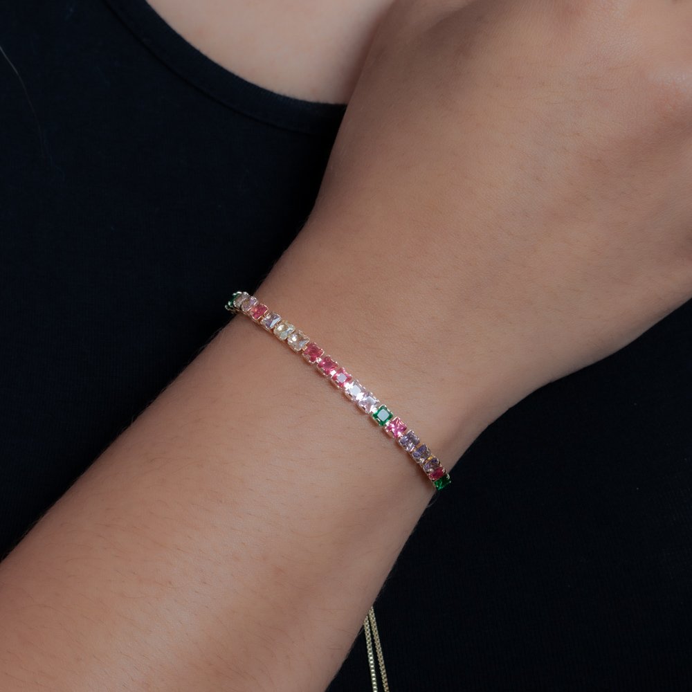 Pst-2601-Fo Pulseira De Riviera Cristal Ajustável