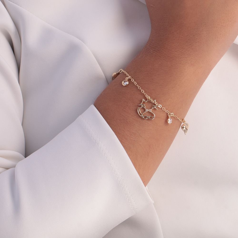 Pst-2625-Fo Pulseira Gatinho E Pedras