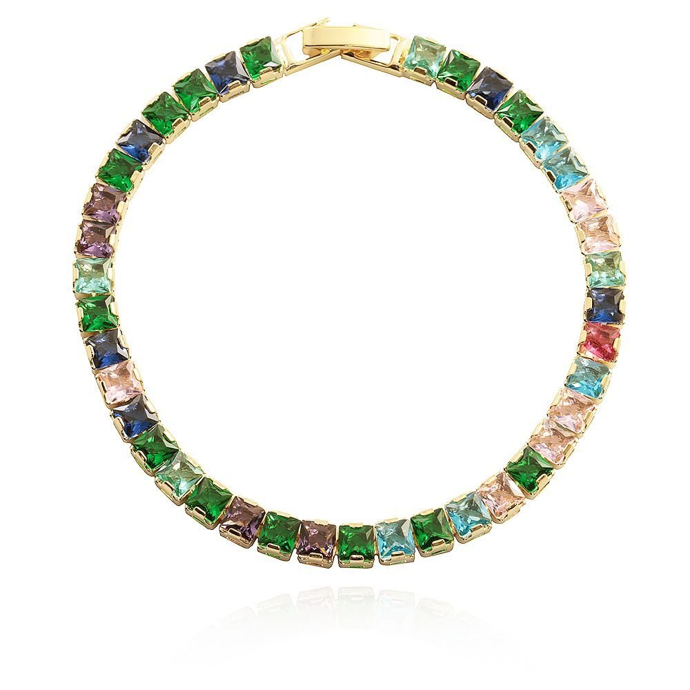 Pst-2656-Fo Pulseira Riviera 4x5mm Color