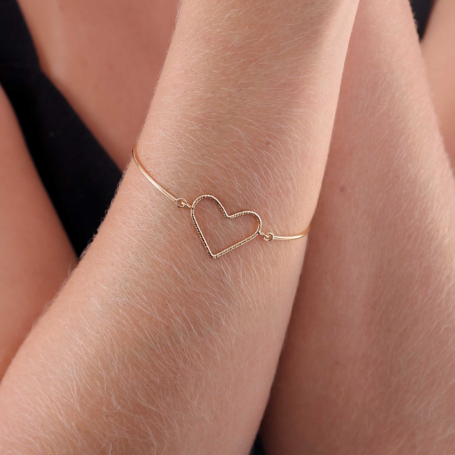 Pst-2657-Fo Pulseira Fio Liso Articulado Com Coração